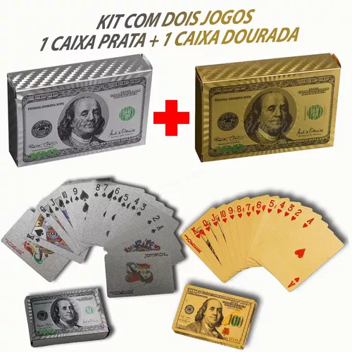 Baralho Dourado Ouro Brilho Luxo Poker Truco Cartas Jogos 