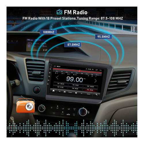 Para Autoestéreo Carplay Android 11 Honda Civic 2012-2015