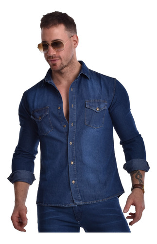 Camisa Jean Clasica Hombre Rigida Talles Especiales Premium