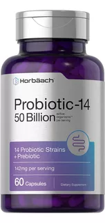 Probiotic-14 De 50 Billones Horbaach De 142mg De 60 Capsulas