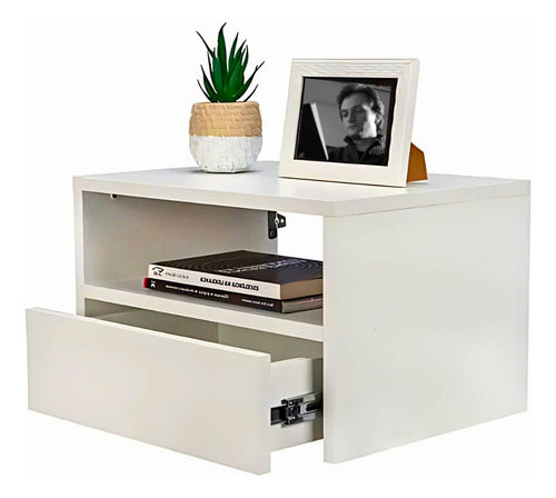 Conjunto 02 Mesas De Cabeceira Criado Suspenso 40cm 100% Mdf Branco