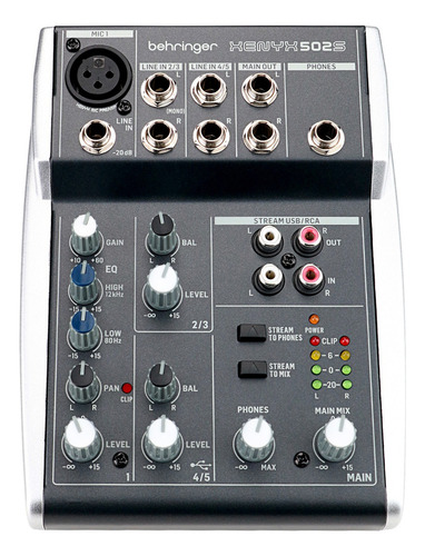 Mesa Som Behringer Xenyx 502s 5 Canais C/ Usb Tipo B Para Pc 100 - 240v