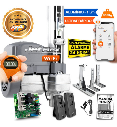 Kit Motor Ppa Bv 1/3 Jet Flex Wifi Celular Portão Sup 400kg