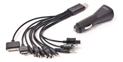 Cargador Adaptador 10 En 1 Cable Auto Celular Tablet 12v 24v