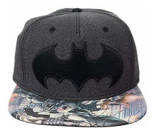 Batman Embriodered Logo Sublimado Bill Snapback Negro