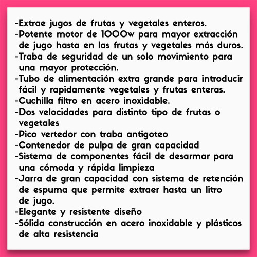 Yelmo Jg-1706 Extractor De Jugos Frutas Y Vegetales 1000w