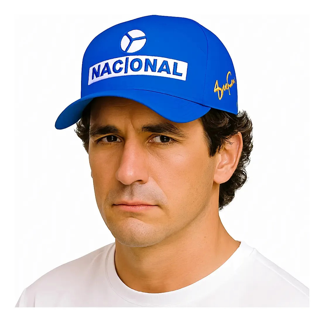Boné Ayrton Senna Aba Curva Nacional Azul Fórmula 1 Retrô Cor Azul - Aba Curva Tamanho 59cm- Aba Curva