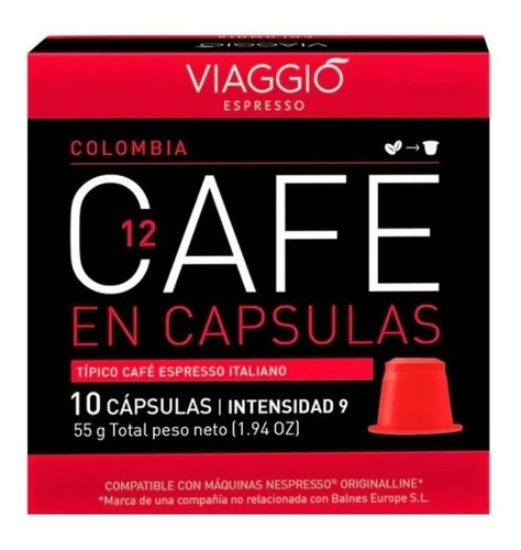Imagen 1 de 3 de Café Colombia En Cápsula Viaggio Caja X 10 u