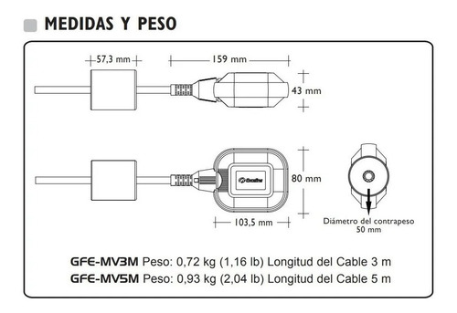 Flotante Eléctrico Flotador Para Tanque Exceline 3 Mts Cable