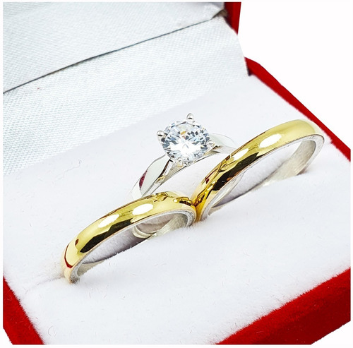 Imagen 1 de 8 de Alianzas Plata Y Oro El Par Anillo Casamiento Grabado