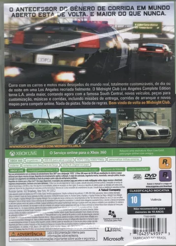 Jogo Midnight Club Los Angeles Xbox 360 Corrida Carro Mídi F