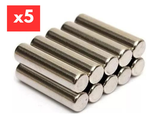 Imanes Neodimio Cilindrico 5x20mm N42 Pack De 5 Unidades