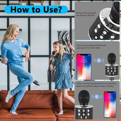 Micrófono Bluetooth 5 En 1 Para Niños Con Luces Led