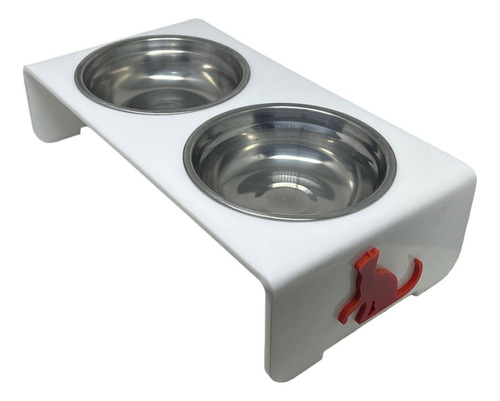 Comedouro Duplo Elevado Com Tigela De Inox P Cão / Gato