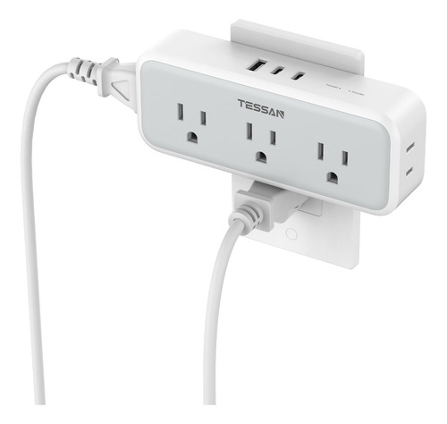Extensor De Enchufes MĂșltiples Tessan Con 5 Enchufes Y 3 Usb