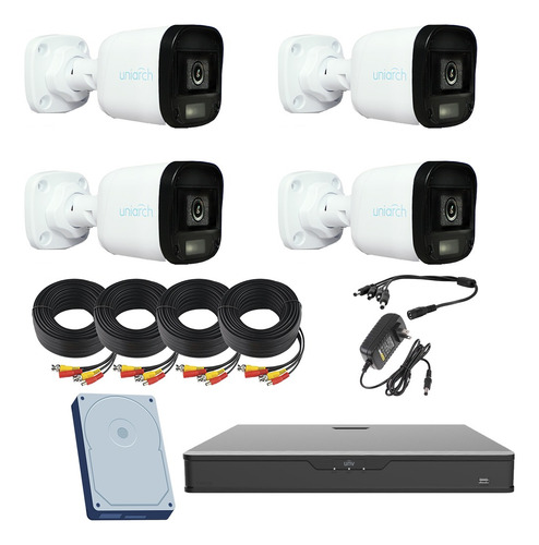 Kit Video Vigilancia 1080p 2mp 1tb Uniarch Color Hunter