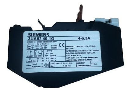 Rele Sobrecarga 4 - 6.3a Siemens 1na-1nf 3ua52 40-1g