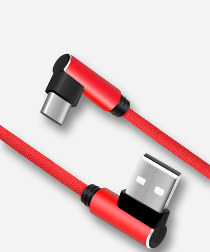 Datos De Línea Corta Con Codo Micro Usb Rojo En Forma De L D