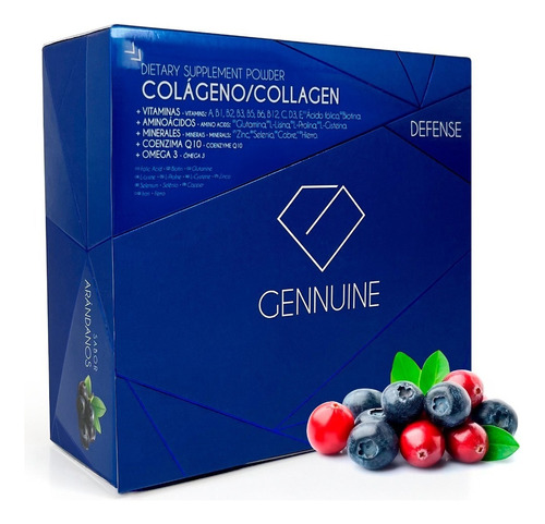 Gennuine Defense Premium Colageno Regenerador 15 Sobres Sabor Arándanos