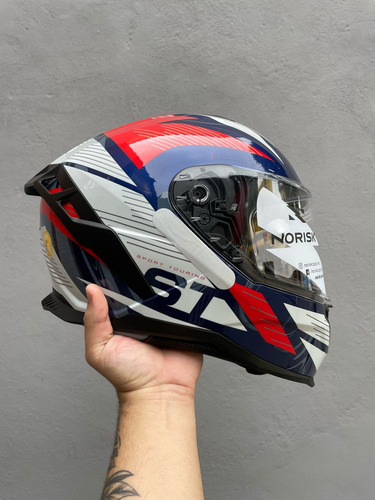 Capacete Norisk Strada 2 St C/ Óculos Solar Branco Azul