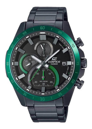Reloj Casio Edifice Efr-571dc-1avudf Color de la correa Negro Color del bisel Verde Color del fondo Gris