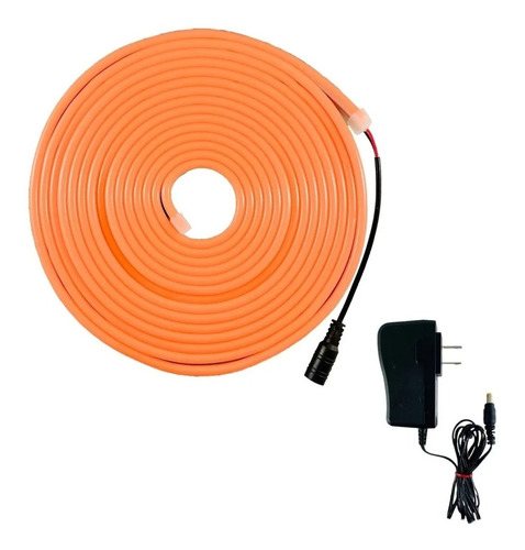 Neon Flex 5m 12v Ip68 Sumergible Naranja Incluye Fuente 