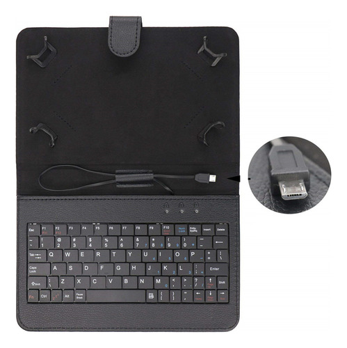 P0b Funda Universal Con Teclado Para Tableta De 7/8 Pulgadas
