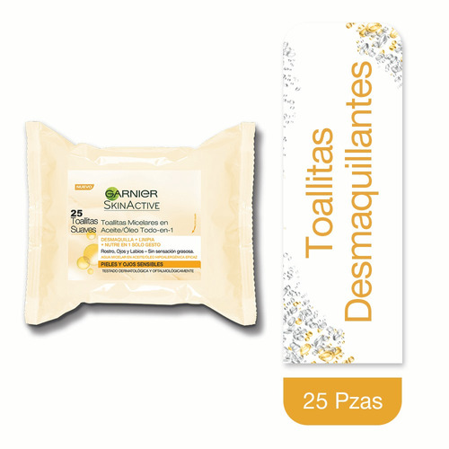 Imagen 1 de 5 de Toallitas Desmaquillantes Con Agua Micelar Garnier ,25pzas