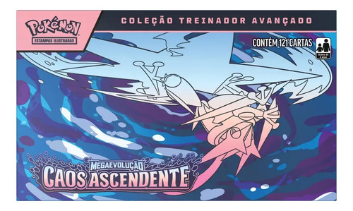 Cartas Pokémon Box Colecionável TCG Coleção Mega Caos Ascendentes com 121 Cards Copag