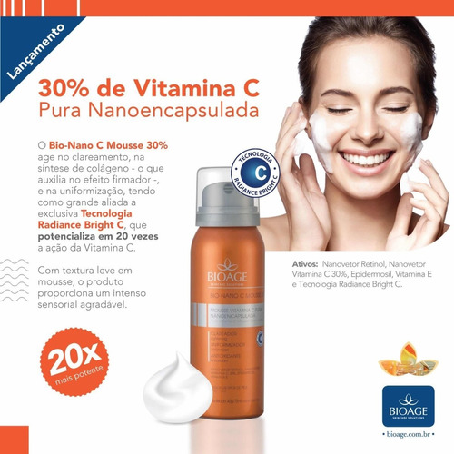 Clareador Vitamina C 30% Mousse C Pura Lançamento Bioage