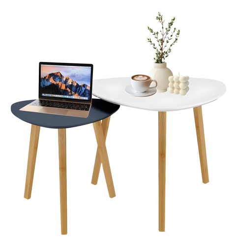 Conjunto De 2 Mesas De Centro Modernas Y Minimalistas Blanco