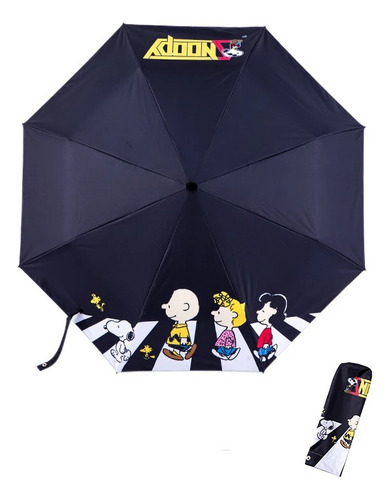 Paraguas Sombrilla Plegable Peanuts Snoopy Parasol Color Negro