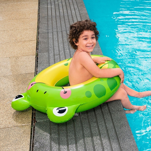 Salvavidas Inflable Dona Flotador Diseño Panda Y Rana 6 Pzas