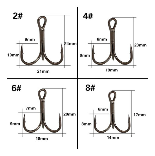 Pack Anzuelos Triple#2 Reforzadosx4 Pesca Sierra/bonito 5psc