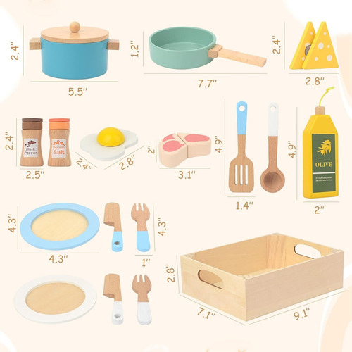 Accesorios De Cocina De Juguete De Madera,comida, Cubiertos.