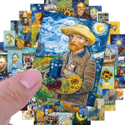 50 Pegatinas Calcomanías Stickers Calcas Arte Van Gogh Cool