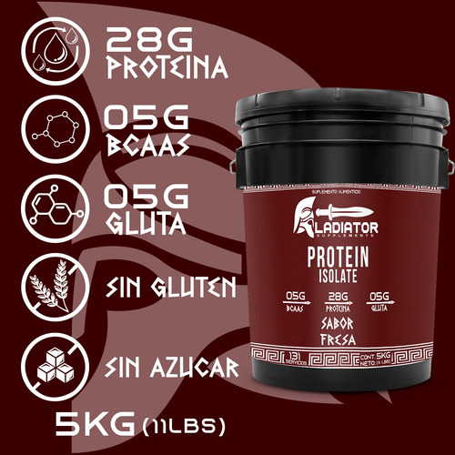 Proteína Gladiator 5 Kg Varios Sabores Fresa