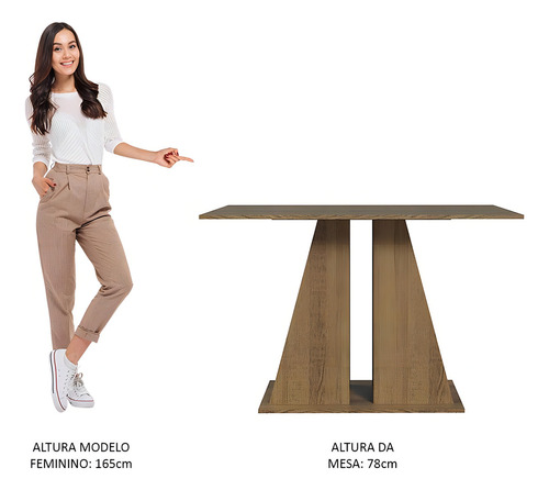 Mesa de comedor rectangular con tapa de madera 5383 R Madesa Color Rustic