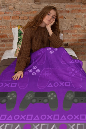 Lençol De Casal Vídeo Game Roxo Decoração Top Quarto Gamer