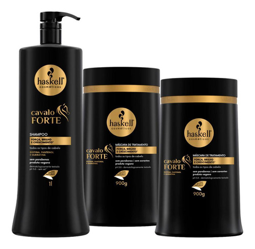 Kit Haskell Cavalo Forte Shampoo 1l + 02 Máscara 900g