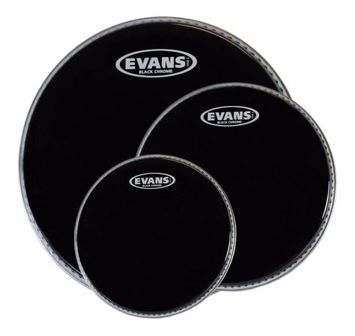 Set De Parches Evans Black Chrome 8 10 12 14 16 Negros