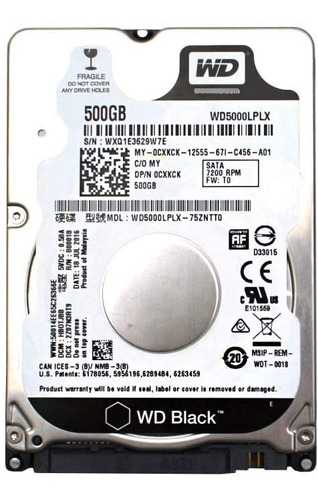 Disco Duro Western Digital Black 500gb 2.5  7200rpm 