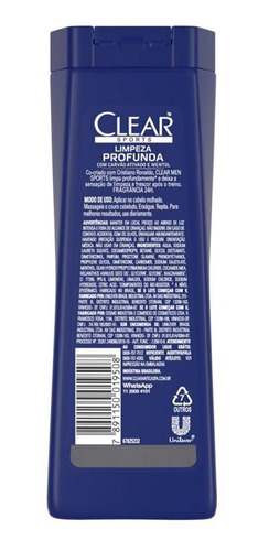 Kit 2 Shampoos Clear Men Anticaspa Limpeza Profunda 200ml