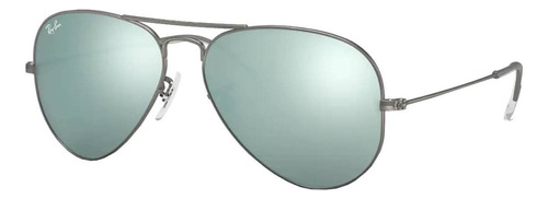 Anteojos de sol Ray-Ban Aviator Flash Lenses Standard con marco de metal color polished gunmetal, lente silver de cristal flash, varilla polished gunmetal de metal - RB3025