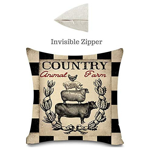 Fundas De Almohada Rústicas De Granja Motivos De Anima...