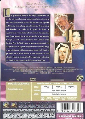 Pelicula La Biblia En El Principio 1966 John Huston Dvd (Usado)