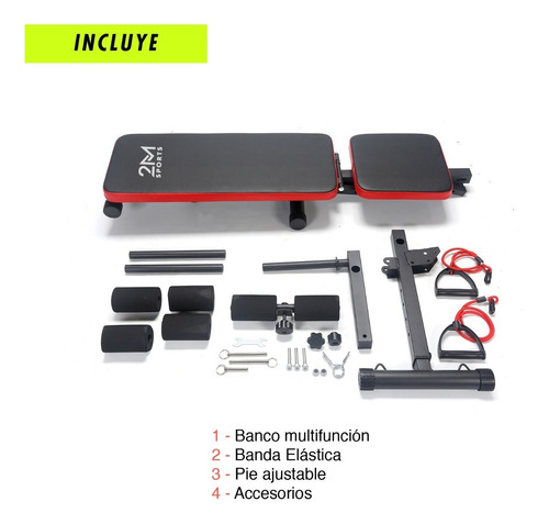 Imagen 5 de 7 de Banco Regulable Para Gimnasio Pesas Banda Elastica Accesorio