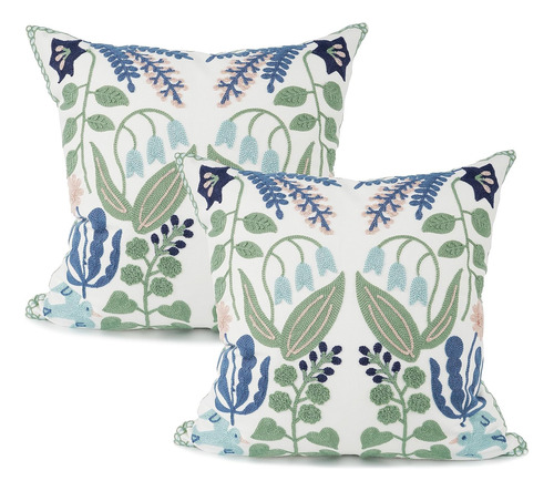 Funda De Almohada Decorativa Bordada Pack De 2 Con Sonrisa T