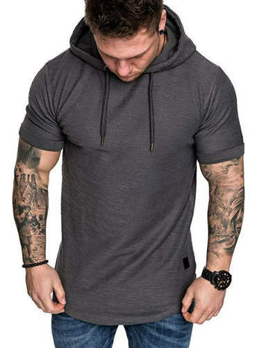 Sudadera Manga Corta De Verano Con Capucha Para Hombre