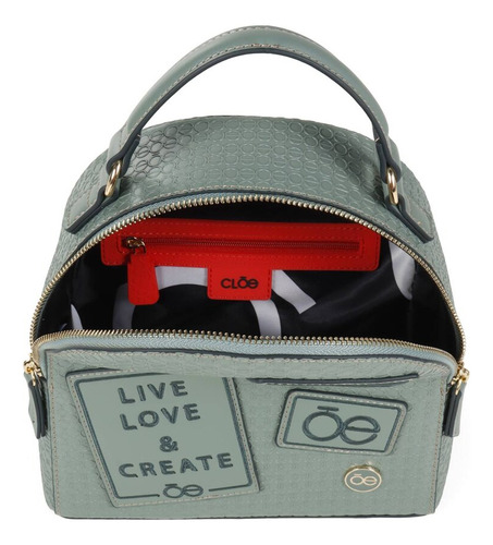 Bolso Backpack Cloe Pequeño Con Diseño Bordado Frontal
